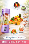 Portable Juicer Blender with 6-Blade, USB Rechargeable, Personal Smoothie Maker, Protein Shake Mixer, Built-In Bottle, for Home, Travel and Gymnastics