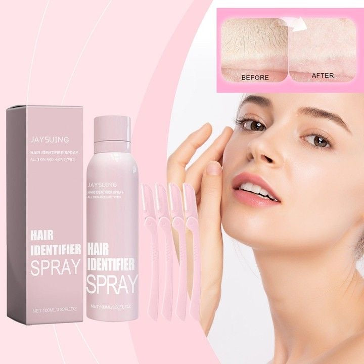 Hair Identifier Spray for Shaving With 4 Pcs Razor, Moisturizing Skin Care Dermaplaner Spray, Body Face Hair Removal for Women